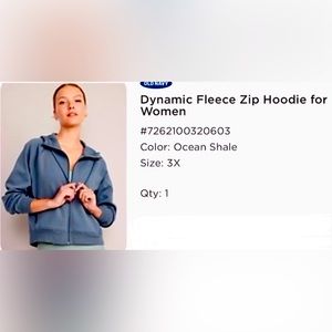 NWT Dynamic Fleece Zip Hoodie; Color is “Ocean Shale” (No Longer Available)